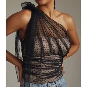 New Anthropologie Layered-Tulle One Shoulder Corset Top Size L